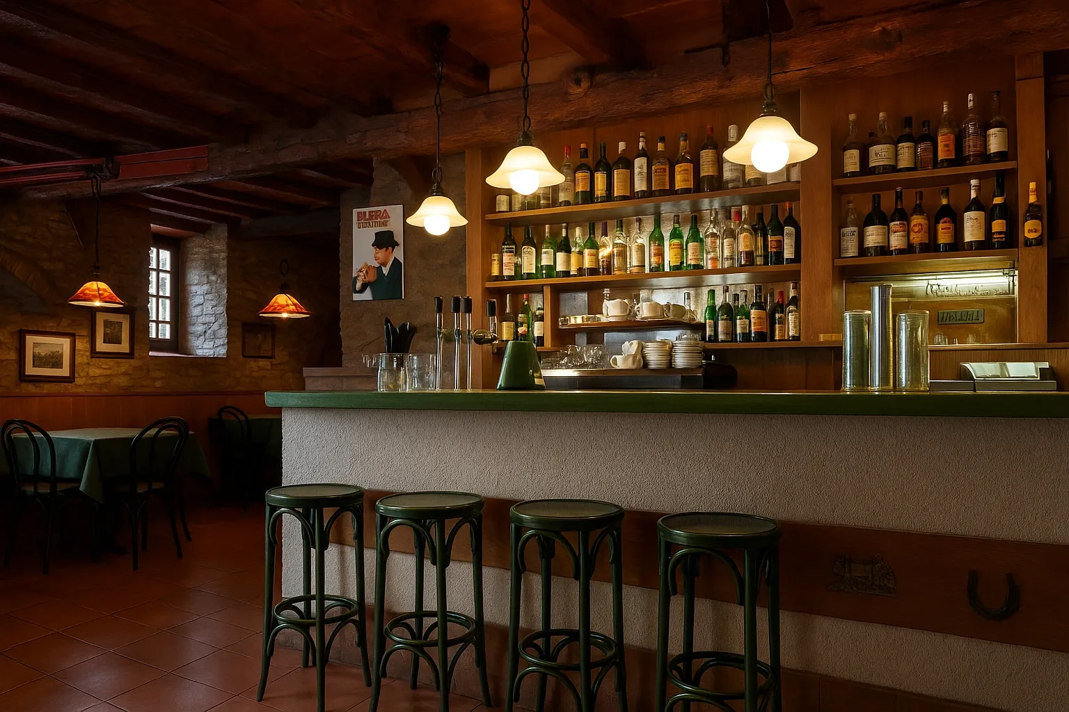 Ambient acollidor de La Bodega de la Ferradura, restaurant de muntanya a Alp